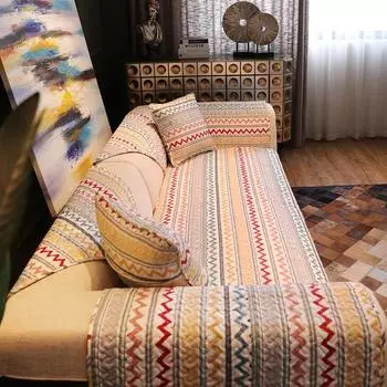 Подушка для дивана из чистого хлопка на все времена. Простая и модная ткань. Нескользящий хлопковый чехол для дивана с полным покрытием. 70*70cm