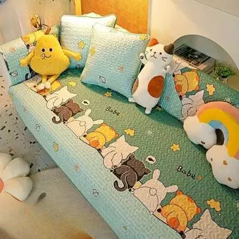 Подушка для дивана из чистого хлопка, подушки для сиденья, ткань для четырех сезонов, универсальный нескользящий чехол для дивана с героями мультфильмов, супер милый тканевый чехол 70*70.cm