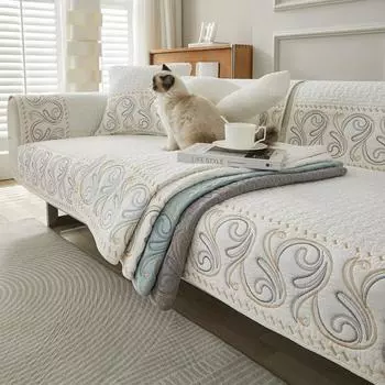 Подушка для дивана из чистого хлопка, простая современная хлопчатобумажная ткань, нескользящая универсальная на все времена года, чехол для дивана, летняя ткань 70*70cm