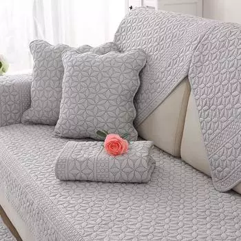 Подушка для дивана из чистого хлопка, универсальная для всех сезонов, чехол для сиденья из полностью хлопчатобумажной ткани с противоскользящим покрытием, простой современный чехол для дивана, подушка для сиденья из полотенца 70*70cm