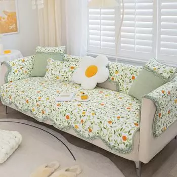 Подушка для дивана из чистого хлопка в стиле ретро с небольшим цветочным рисунком в скандинавском стиле, пасторальная, свежая, из чистого хлопка, всесезонная, универсальная, нескользящая, чехол для дивана 70*70cm
