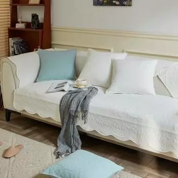 Подушка для дивана из чистого хлопка в корейском стиле с вышивкой на все времена года, противоскользящая, пыленепроницаемая, устойчивая к царапинам от кошек, чехол для дивана, ткань для полного покрытия 70*70