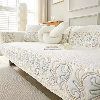 Подушка для дивана из чистого хлопка, всесезонная, универсальная, противоскользящая ткань, полностью хлопковая, простая, современная подушка для сиденья, чехол для дивана на осень и зиму 70*70cm