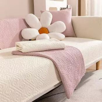 Подушка для дивана из чистой хлопчатобумажной ткани, нескользящая четырехсезонная универсальная подушка для сиденья, простой летний кожаный чехол для дивана, тканевое полотенце 90*240cm