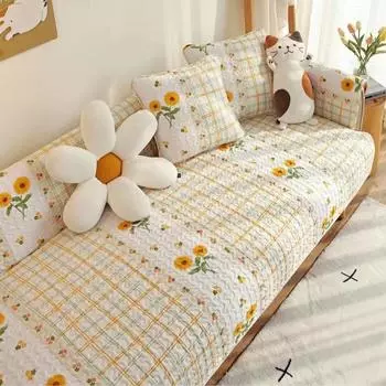 Подушка для дивана из чистой хлопковой ткани, универсальная нескользящая подушка с милым мультяшным рисунком, простой чехол для дивана, чехол для подушки на спинку, тканевый чехол 70*70cm