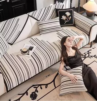 Подушка для дивана из цинилла с принтом Four Seasons Universal, нескользящая подушка для гостиной, подлокотник, полотенце, защита от царапин у кошек 70x70cm 1pcs оранжевый