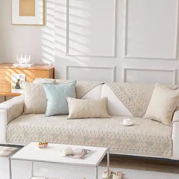 Подушка для дивана из хлопка Four Seasons, универсальный нескользящий кожаный чехол для дивана, французский ретро-чехол для дивана из хлопка с вышивкой, ткань для полотенец 70*70cm