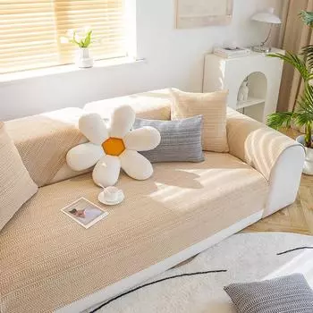 Подушка для дивана из хлопка Four Seasons Universal Japanese Modern Simple Old Coarse Cloth Non-Slip Подушка из ткани для дивана Чехол для полотенца 70*70cm
