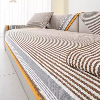 Подушка для дивана из хлопка и льна в японском стиле, универсальная противоскользящая подушка для всех сезонов, товары для дома 70*50 жёлтый