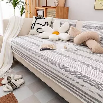 Подушка для дивана из хлопка и льна с рисунком «гусиные лапки», нескользящая всесезонная простая ткань, чехол для подушки из грубой ткани 70*70cm