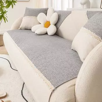 Подушка для дивана из хлопка и льна, универсальная нескользящая бесшумная подушка для четырех сезонов, простой современный льняной чехол для дивана, утолщенная ткань 70*70