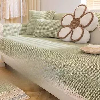 Подушка для дивана из хлопка и льна в японском стиле, универсальная нескользящая ткань на четыре сезона, льняная грубая ткань, чехол на спинку, подушка для полотенца 70*70