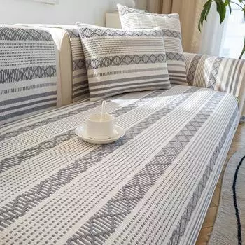 Подушка для дивана из хлопка и льна Four Seasons Universal Leather Non-Slip High-Entry Lux Sofa Cover Nordic Simple Cushion Cover Towel 70*70cm