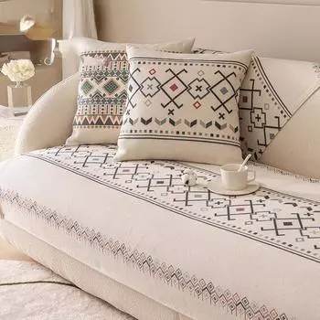 Подушка для дивана из хлопка и льна в стиле бохо, универсальный чехол для дивана Four Seasons, нескользящая, устойчивая к царапинам и складкам подушка 65x65cm