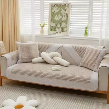 Подушка для дивана из хлопка на все времена года, тканевая нескользящая подушка для сиденья из цельного дерева, простой современный кожаный чехол для дивана, полотенце для спинки 70*70cm