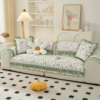 Подушка для дивана из хлопка, универсальная ткань для всех сезонов, нескользящая подушка для дивана, простой современный чехол для дивана из чистого хлопка, ткань для чехла 70*70cm