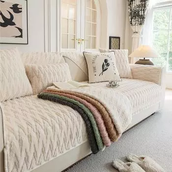 Подушка для дивана из хлопкового бархата, универсальная нескользящая подушка Four Seasons, чехол для дивана Advanced Sense, полотенце для дивана 70x70cm бежевый