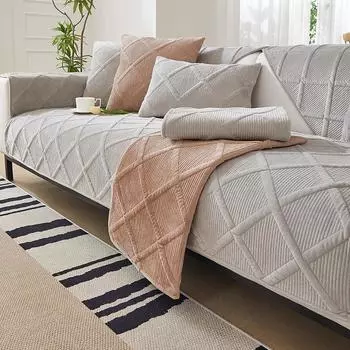 Подушка для дивана из хлопкового бархата во французском стиле, универсальный нескользящий кожаный чехол для дивана Four Seasons, универсальный плюшевый чехол 70*70cm