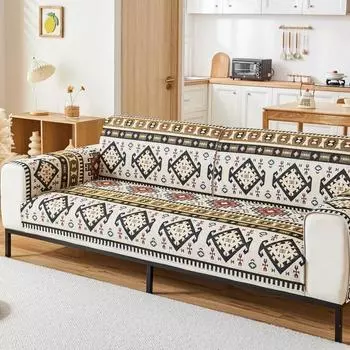Подушка для дивана из хлопкового льна, новый ретро, всесезонный универсальный чехол для дивана, ткань, нескользящая, чехол для подушки сиденья, полотенце для спинки сиденья 90x70