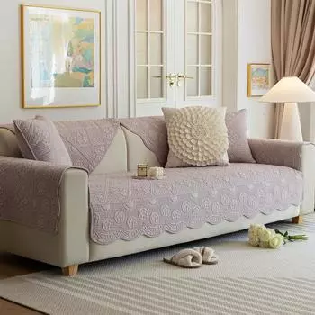 Подушка для дивана из хлопковой ткани, универсальная нескользящая подушка Four Seasons из чистого хлопка в кремовом стиле, чехол для дивана, ткань для осени и зимы 70*70cm