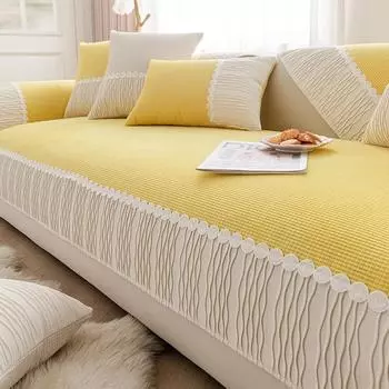 Подушка для дивана из кукурузного бархата, зимний противоскользящий чехол для дивана, простая современная плюшевая подушка для сиденья, всесезонная универсальная ткань с полным покрытием 70*70cm