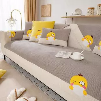 Подушка для дивана из кукурузного бархата, зимний нескользящий чехол для дивана, простая современная плюшевая подушка, универсальная ткань на все времена года 70*70cm