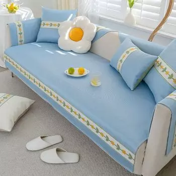 Подушка для дивана из ледяного шелка, летний маленький свежий коврик, нескользящий, легкий, роскошный, простой, современный, подушка для сиденья, летний чехол, тканевый чехол 70*70cm