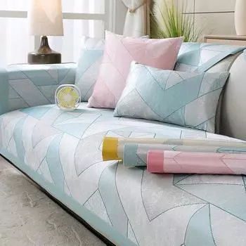 Подушка для дивана из ледяного шелка, летний стиль, простой нескользящий чехол для дивана, новый коврик, чехол для подушки сиденья 70*70cm