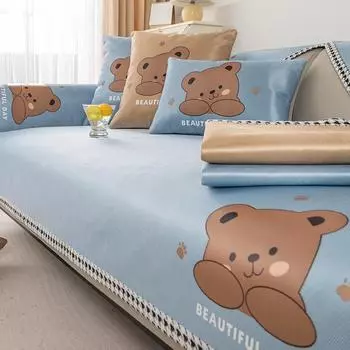 Подушка для дивана из ледяного шелка, летняя светлая роскошь, современный высококачественный чехол для дивана, противоскользящий прохладный коврик, подушка сиденья, чехол на спинку, полотенце 70*70cm