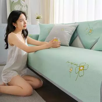 Подушка для дивана из ледяного шелка, летняя Нескользящая подушка для сиденья на лето, простой современный складной чехол для дивана, тканевый чехол 70*70CM