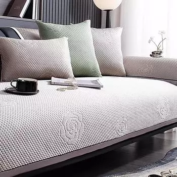 Подушка для дивана из ледяного шелка, летняя нескользящая крышка для дивана, розовая подушка-холодильник, подушка для сидения, простой современный тканевый чехол для дивана 30*50 синий