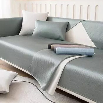 Подушка для дивана из ледяного шелка Лето Лето Лето Коврик Нескользящий Доступный роскошный стиль Подушка «Все включено» Современный простой сплошной цвет Универсальное полотенце 70*70