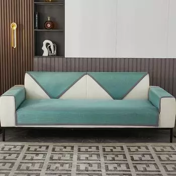 Подушка для дивана из ледяного шелка, новая летняя нескользящая простая современная классная подушка для сиденья, универсальный чехол для дивана на четыре сезона, тканевые полотенца 70*70cm синий
