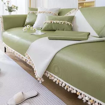 Подушка для дивана из ледяного шелка со свежей кисточкой, летний прохладный коврик для гостиной, нескользящий чехол для дивана, полотенце 70*70cm