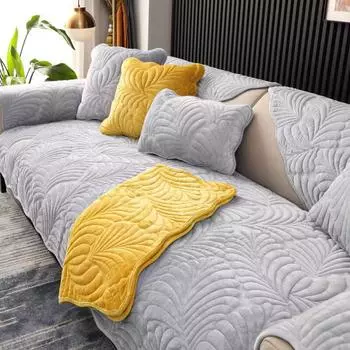 Подушка для дивана из молочного бархата, всесезонная, плюшевая, утолщенная, полотенце для дивана, нескользящая подушка для сиденья в скандинавском стиле 70*70cm