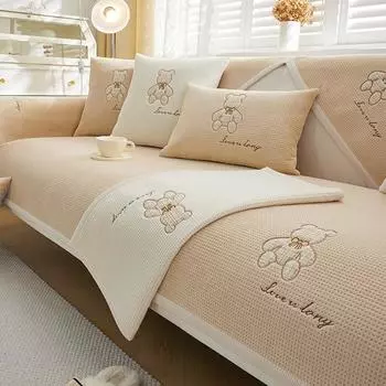 Подушка для дивана из молочного волокна, нескользящая мультяшная подушка, новый нелиняющий меховой чехол для дивана, зимний утолщенный тканевый чехол 70*70cm