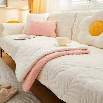 Подушка для дивана из молочного волокна, утолщенная флисовая подушка, зимний противоскользящий кожаный чехол для дивана, универсальное полотенце 70*70cm