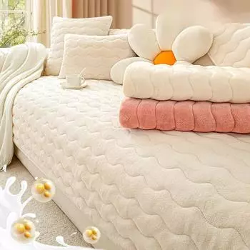 Подушка для дивана из молочного волокна, зимняя утолщенная Нескользящая зимняя плюшевая подушка, кожаный чехол для дивана, новинка 2024, тканевый чехол 70*70