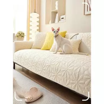 Подушка для дивана из мытой хлопчатобумажной ткани, новые универсальные нескользящие подушки для сидений на четыре сезона, кремовый стиль, чехол для дивана, тканевый чехол 70*70cm