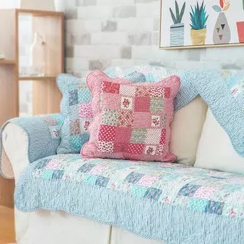 Подушка для дивана из мытой хлопчатобумажной ткани, всесезонная универсальная простая современная гостиная, противоскользящий чехол, подушка для шарфа 70*70 розовый