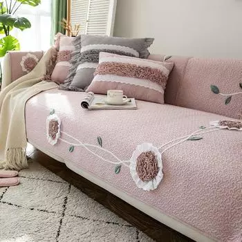 Подушка для дивана из мытой хлопка, универсальная нескользящая подушка для сиденья, современное хлопковое полотенце для дивана 70*70