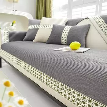 Подушка для дивана из однотонного кукурузного бархата с противоскользящей кружевной окантовкой Чехлы для дивана из кукурузного зерна, универсальные для всех сезонов, современные чехлы для дивана 70x70cm 1pcs