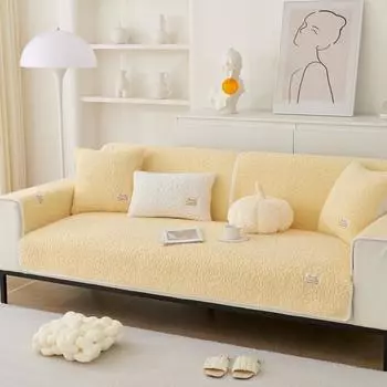 Подушка для дивана из овечьей шерсти, зимняя кремовая подушка, высококачественный утолщенный нескользящий кожаный чехол на сиденье, тканевый чехол 70*70cm