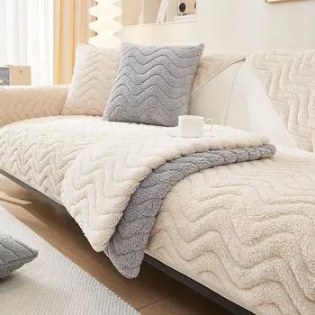 Подушка для дивана из овечьей шерсти, Нескользящая плюшевая подушка, моющийся кожаный чехол для дивана, утолщенная спинка дивана, чехол для полотенца, ткань 70*70cm