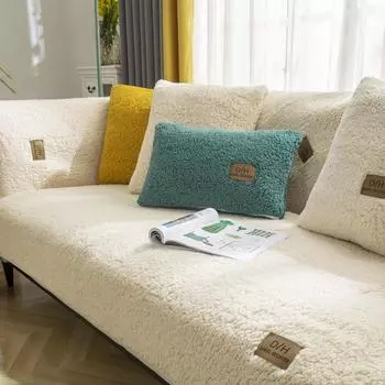 Подушка для дивана из овечьей шерсти, зимняя противоскользящая высококачественная кожаная подушка для дивана, утолщенный флисовый чехол для подушки, ткань 70X70
