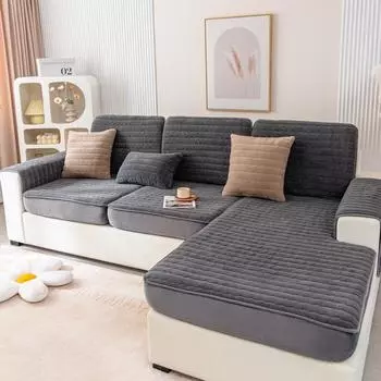 Подушка для дивана из овечьей шерсти, универсальный универсальный эластичный чехол для дивана, подушка для дивана, зимний теплый чехол, полотенце 60*60cm