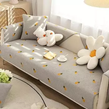 Подушка для дивана из овечьей шерсти Four Seasons Fabric Non-Slip Cushions All-Inclusive Sofa Cover Fabric Living Room Thickening 70*70cm