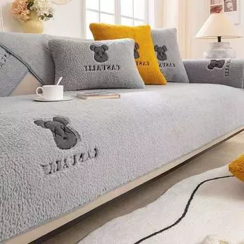 Подушка для дивана из овечьей шерсти, зимняя плюшевая нескользящая подушка для дивана в гостиной, теплая подушка для спинки дивана, защита от пыли в доме 70x70