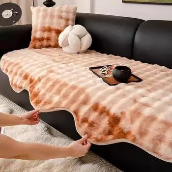 Подушка для дивана из плюша с изображением кролика, утолщенная плюшевая подушка на осень и зиму, универсальный нескользящий кожаный чехол для дивана, полотенце 90x90