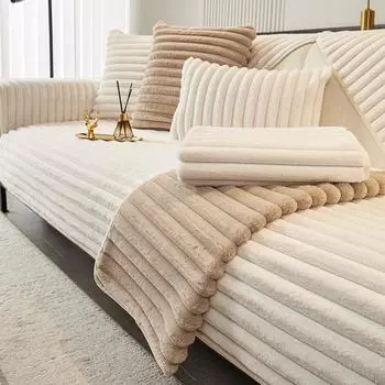 Подушка для дивана из плюшевого меха кролика в полоску в скандинавском стиле, новая модель, мягкая и удобная толстая подушка для дивана 70x70cm 1pcs